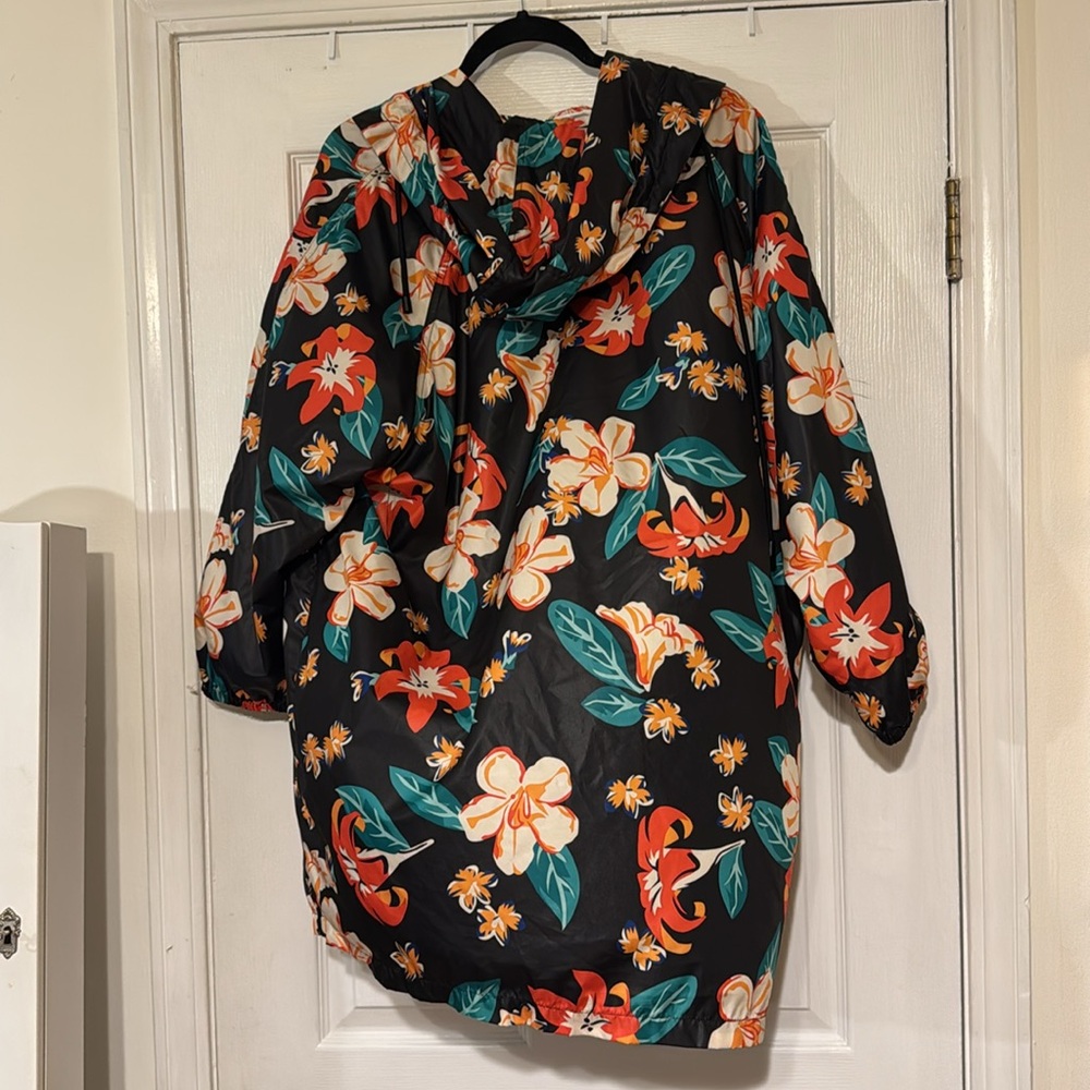 Zara Oversized Floral Hooded Raincoat Size Medium - Picture 10 of 10